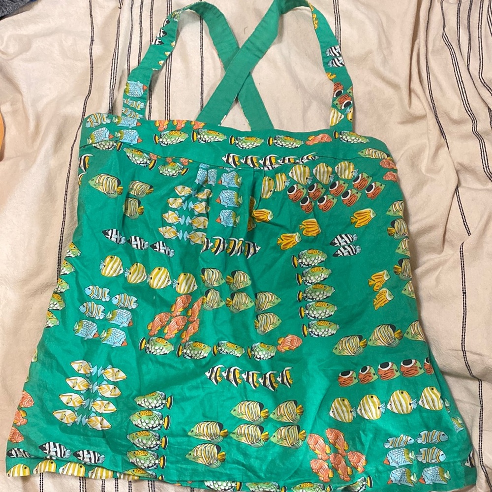 J.Crew Green Ratti Fish Print Top